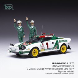 Lancia Stratos HF with figurines 1 Winner Rallye Monte Carlo 1977 Munari - Maiga IXO SPRM001-77