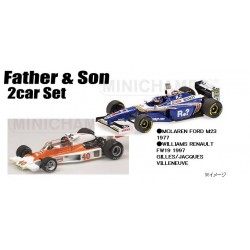 2 Car Set McLaren Ford M23 1977 Williams Renault FW19 1997 Gilles & Jacques Villeneuve Minichamps 412779702