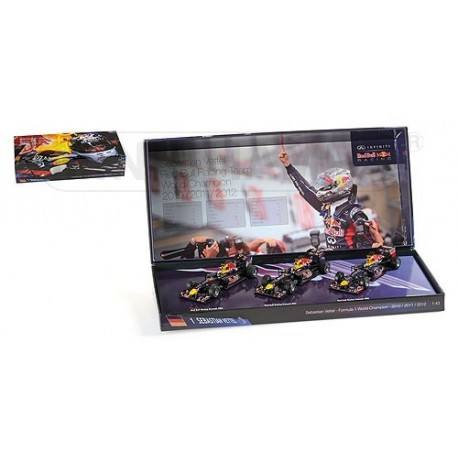Coffret Sebastian Vettel 3 times F1 World Champion 2010 2011 2012 Minichamps 412101112