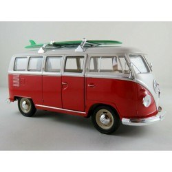 Volkswagen T1 Bus Surfboard 1963 Red and White Welly WEL22095SB