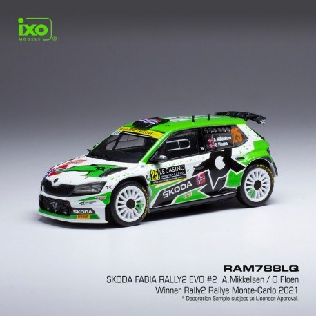 Skoda Fabia Rally2 Evo 25 Rallye Monte Carlo 2021 Mikkelsen - Floene IXO RAM788