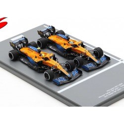 Cars Set McLaren Mercedes MCL35M F1 Italie 2021 Ricciardo Norris avec pitboards Spark S7694