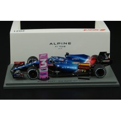 Alpine Renault A521 14 F1 3ème Grand Prix du Qatar 2021 Fernando Alonso avec board et pitboard Spark S7851