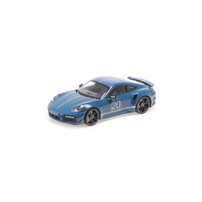 Voiture Miniature de Collection - MINICHAMPS 1/18 - PORSCHE 911 (992) Turbo  S Coupe Sport Design - 2021 - Blue - 155069170