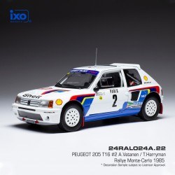 Peugeot 205 T16 2 Rallye Monte Carlo 1985 Vatanen - Harryman IXO 24RAL024A