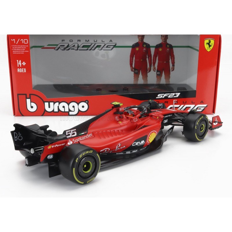 Ferrari SF-23 55 Carlos Sainz Jr F1 2023 Bburago BU16812SA - Miniatures  Autos Motos