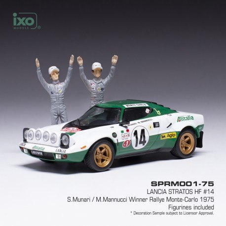 Lancia Stratos HF with figurines 14 Winner Rallye Monte Carlo 1975 Munari - Mannucci IXO SPRM001-75