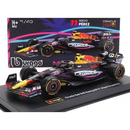 Red Bull RB19 11 Sergio Perez F1 Miami 2023 With driver and showcase Bburago BU38083-11-MIA