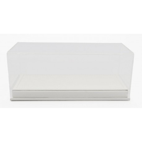 Boitier Vitrine Display Box 1/43 base en cuir synthétique blanc LuxBox LBX43004